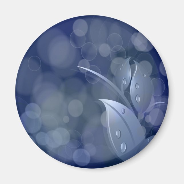 Aimant Feuille de Blue Bokeh (Devant)