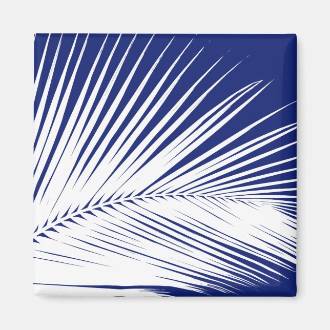 Aimant Feuille de palme - bleu marine et blanc (Devant)
