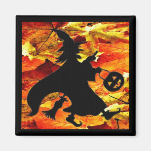 Aimant Feuille de sorcière et d'automne de Halloween