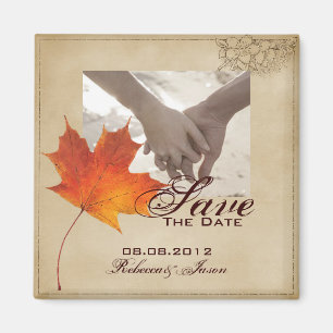 Aimant Feuille orange d'automne d'automne épousant des