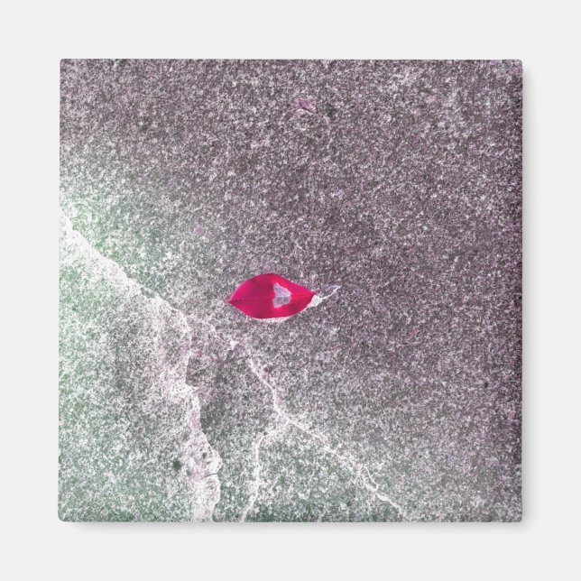 Aimant Feuille rouge avec sable tacheté (Devant)