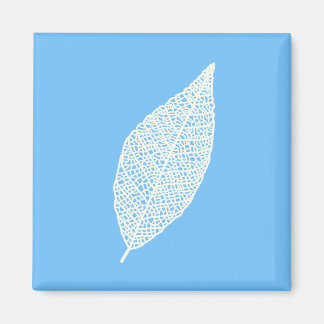 Aimant Feuille squelette ligne d'art bleu et blanc