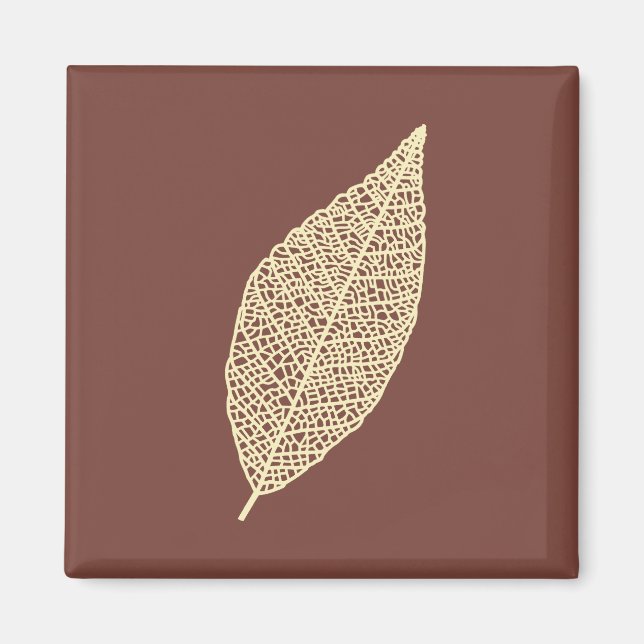 Aimant Feuille squelette ligne marron et crème (Devant)