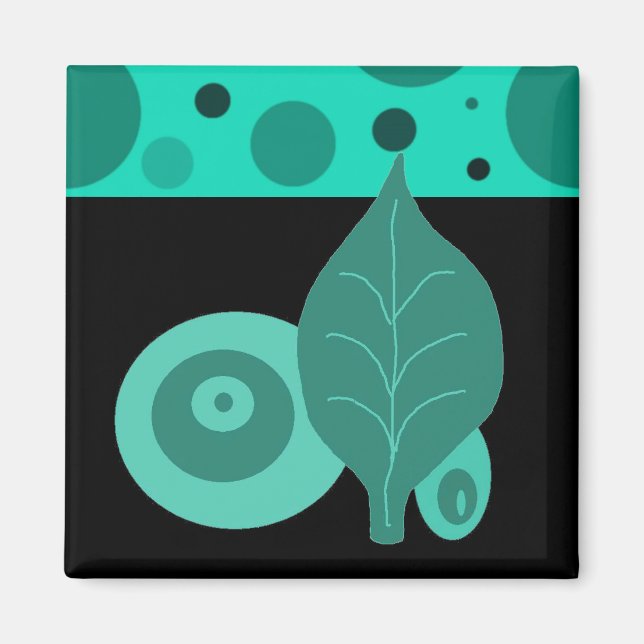 Aimant Feuille verte et noire abstraite (Devant)
