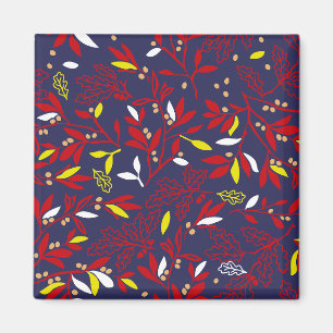 Aimant Feuilles Botaniques Automnales Or Rouge
