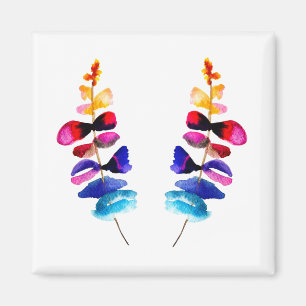 Aimant Feuilles colorées mignonnes aquarelle