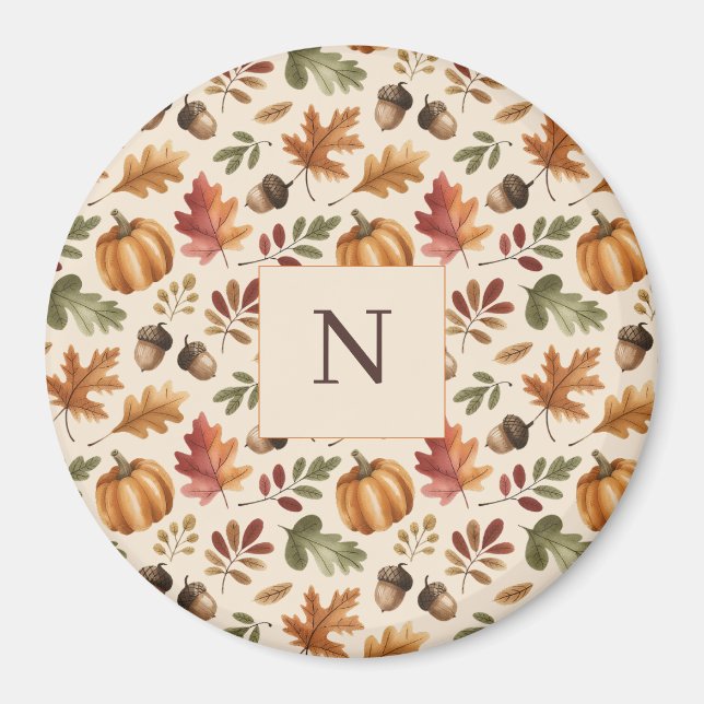 Aimant Feuilles d'aquarelle orange d'automne (Devant)