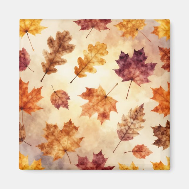 Aimant Feuilles d'automne Aquarelle Motif d'automne (Devant)