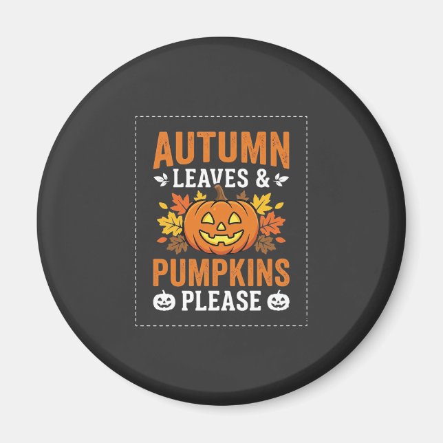 Aimant Feuilles d'automne Citrouille Halloween Design (Devant)