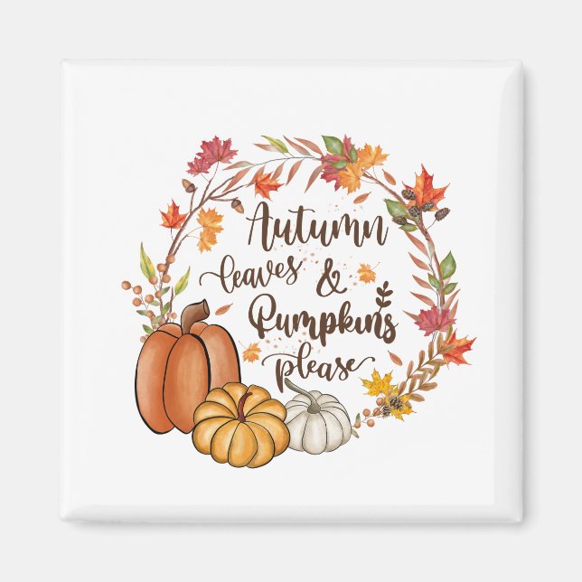 Aimant Feuilles d'automne et citrouilles s'il vous plaît (Devant)