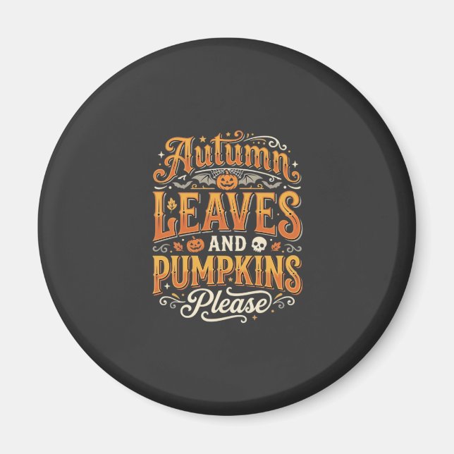 Aimant Feuilles d'automne et citrouilles s'il vous plaît  (Devant)