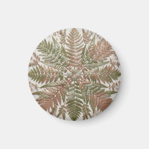 Aimant Feuilles de fougère botanique vert cuivre pressées