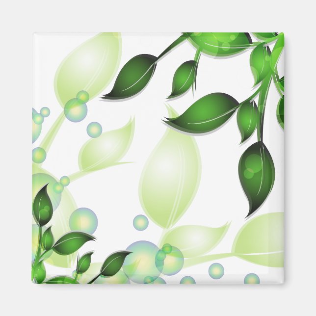Aimant Feuilles de jardin frais sur blanc (Devant)