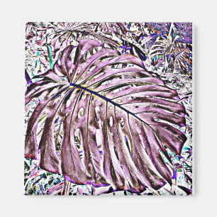 Aimant Feuilles de Monstera Tropical en violet