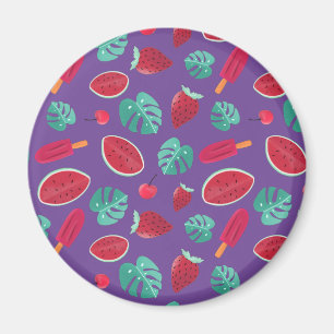 Aimant Feuilles de pavot, cerise, fraise et pastèque