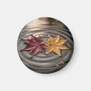 Aimant Feuilles d'érable d'automne flottant sur l'eau