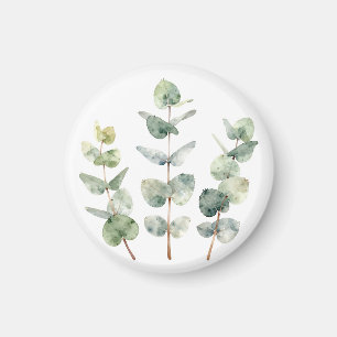 Aimant Feuilles d'eucalyptus botanique à l'aquarelle