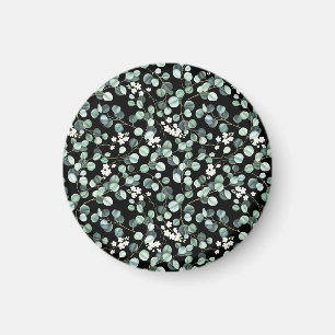 Aimant Feuilles d'Eucalyptus : Motif de fleurs blanches