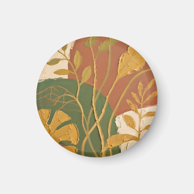 Aimant Feuilles Dorées Abstraites (Devant)