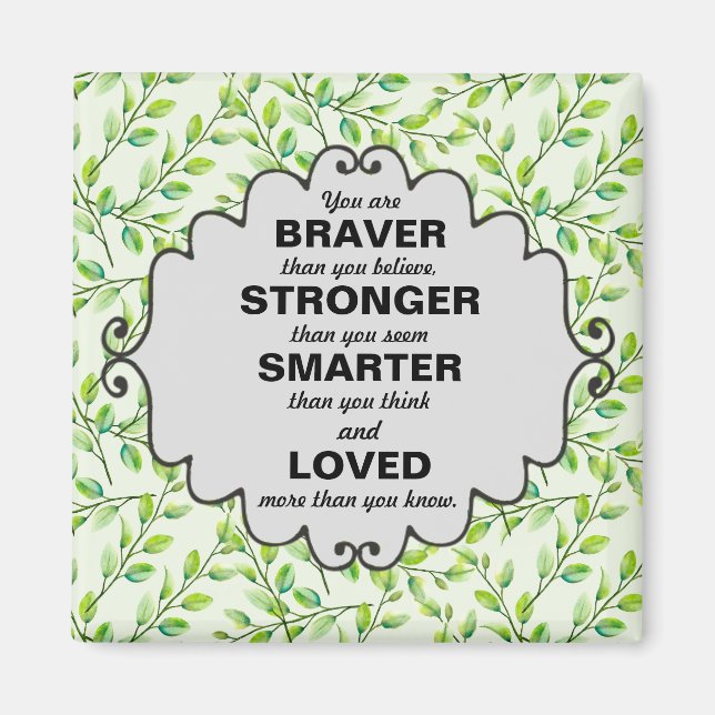 Aimant Feuilles et Branches Vertes Mots d'Encouragement (Devant)
