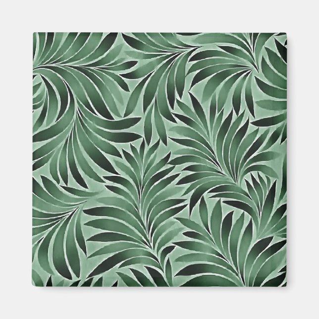 Aimant Feuilles gracieuses aux nuances de jade et de vert (Devant)