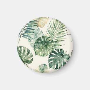 Aimant Feuilles tropicales aquarelle motif palmier Monste