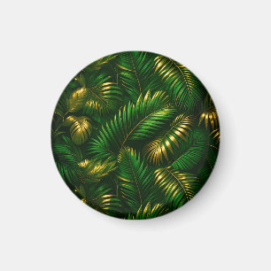 Aimant Feuilles Tropicales Dorées Jungle Luxe