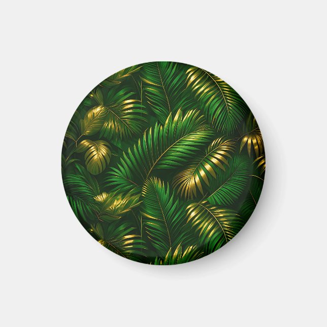 Aimant Feuilles Tropicales Dorées Jungle Luxe (Devant)