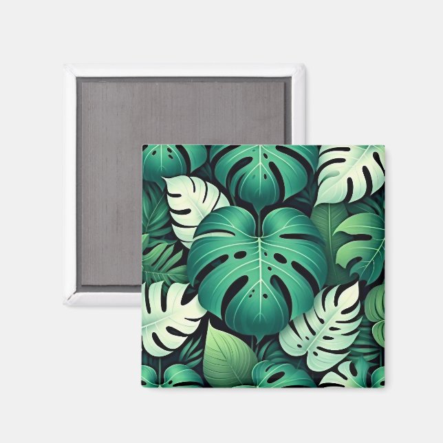 Aimant Feuilles tropicales luxuriantes (Recto/Verso)
