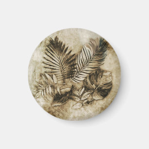 Aimant Feuilles Tropicales sur Fond Texturé avec une Atmo