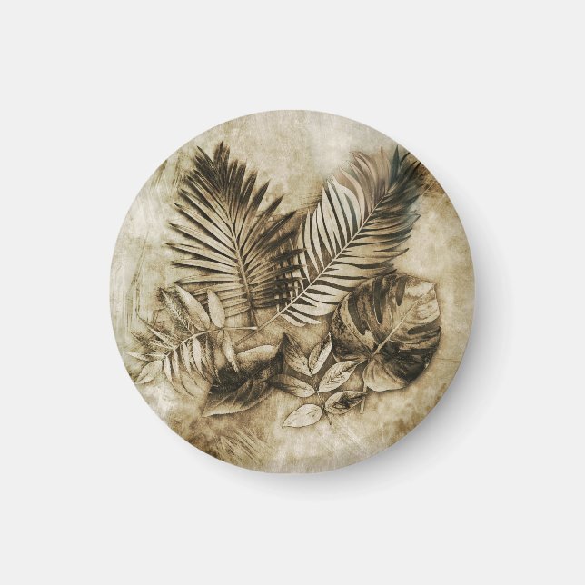 Aimant Feuilles Tropicales sur Fond Texturé avec une Atmo (Devant)