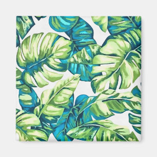 Aimant Feuilles tropicaux colorés de Banana et Monstera