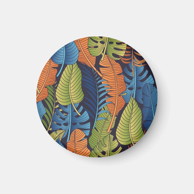 Aimant Feuilles tropicaux, motif sans couture fleurie. (Devant)