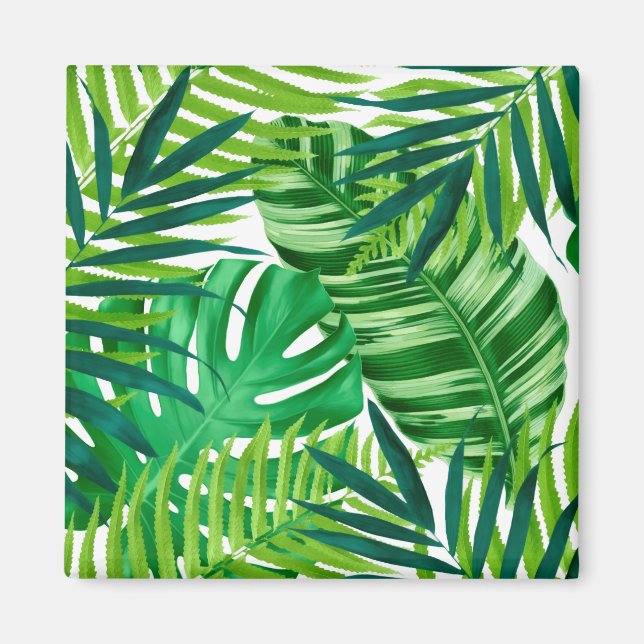 Aimant Feuilles tropicaux verts (Devant)