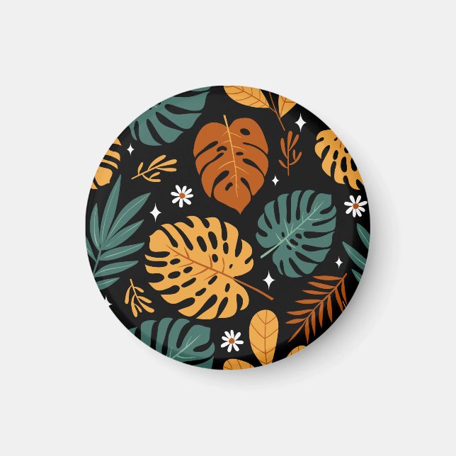 Aimant Feuilles tropicaux : Vintage foncé sans couture. (Devant)