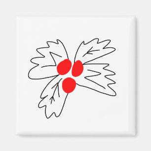 Aimant feuillet rouge noël design cadeau café tasse