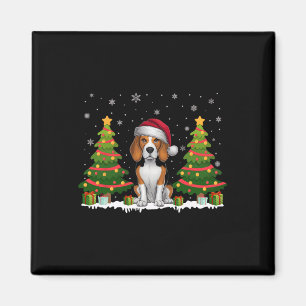 Aimant Feux d'arbre de Noël Beagle Chien Santa Hat Noël S