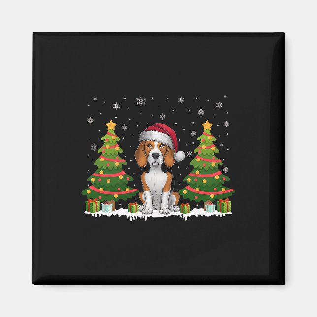 Aimant Feux d'arbre de Noël Beagle Chien Santa Hat Noël S (Devant)