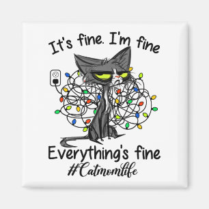 Aimant Feux de Noël Je vais bien Tout va bien Chat M