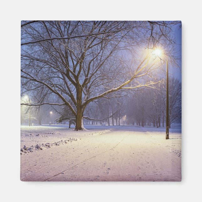 Aimant Feux de rue et couvert de neige (Devant)