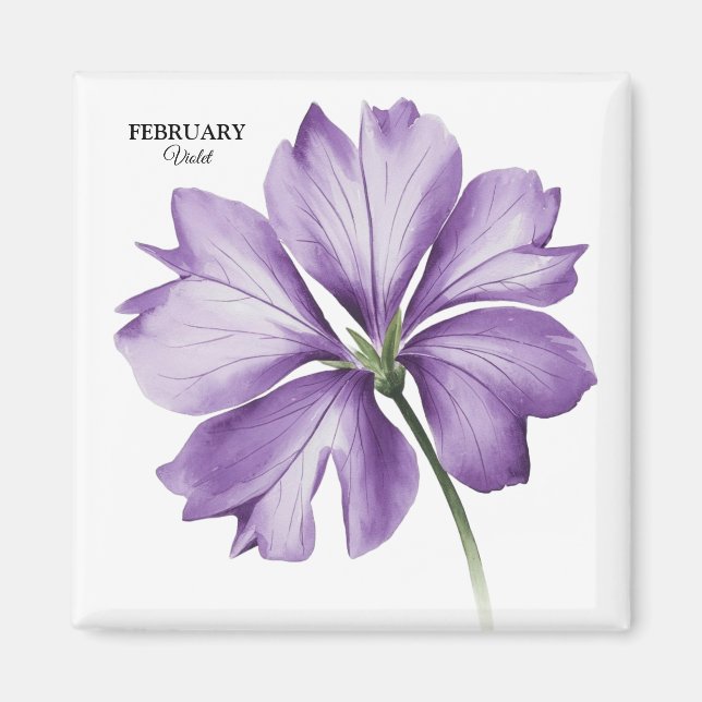 Aimant Février Fête d'anniversaire : Violet cadeau person (Devant)