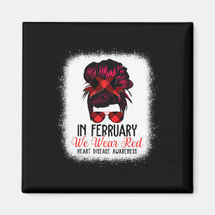 Aimant Février Nous Portons Red Messy Bun Maladie Coeur C