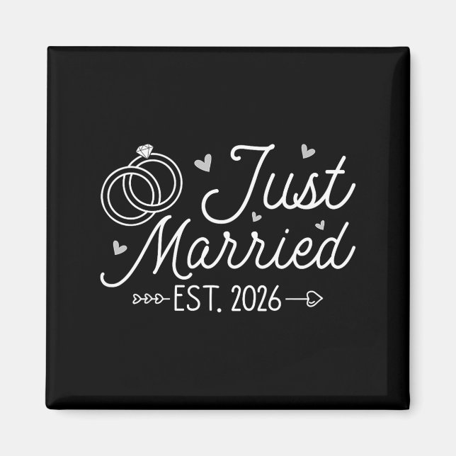 Aimant Fiançailles de mariage Mariée Marié Juste Marié 20 (Devant)