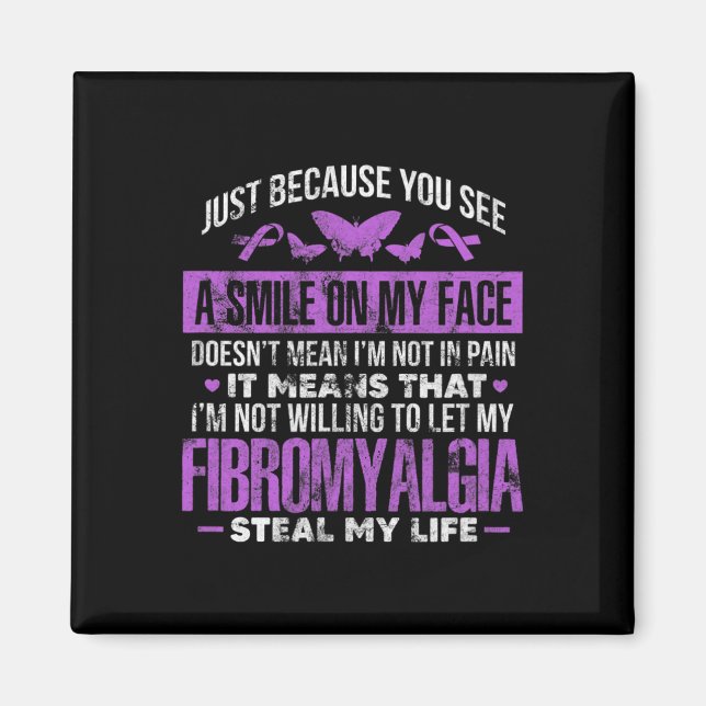 Aimant Fibromyalgie Fibro Warrior Purple Ribbon Papillon (Devant)