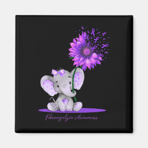 Aimant FIBROMYALGIE SENSIBILISATION À L'Elephant Cute Sun