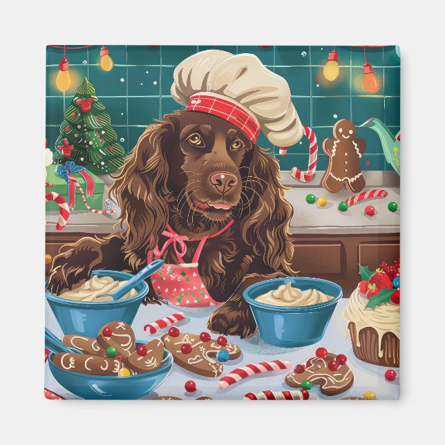 Aimant Field Spaniel Gîtes : Festive Noël (Devant)