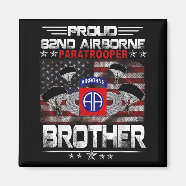 Aimant Fier 82e Parachutiste aéroporté Drapeau américain  (Devant)