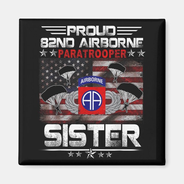 Aimant Fier 82e parachutiste aéroporté Sister Us Drapeau  (Devant)