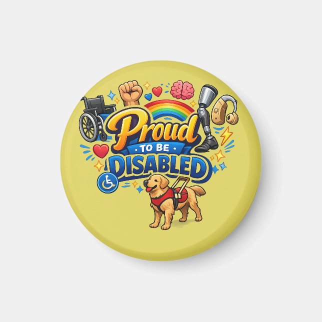 Aimant Fier d'être handicapé – Conception graphique d'aut (Devant)