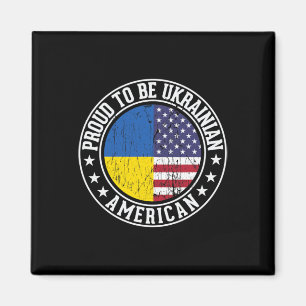 Aimant Fier d'être Ukrainien Couleurs du drapeau américai